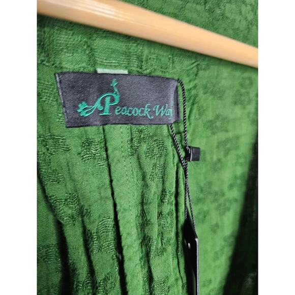 NWT Peacock Ways Green Long Sleeve Wrap Boho Dress Size Large - Picture 4 of 9
